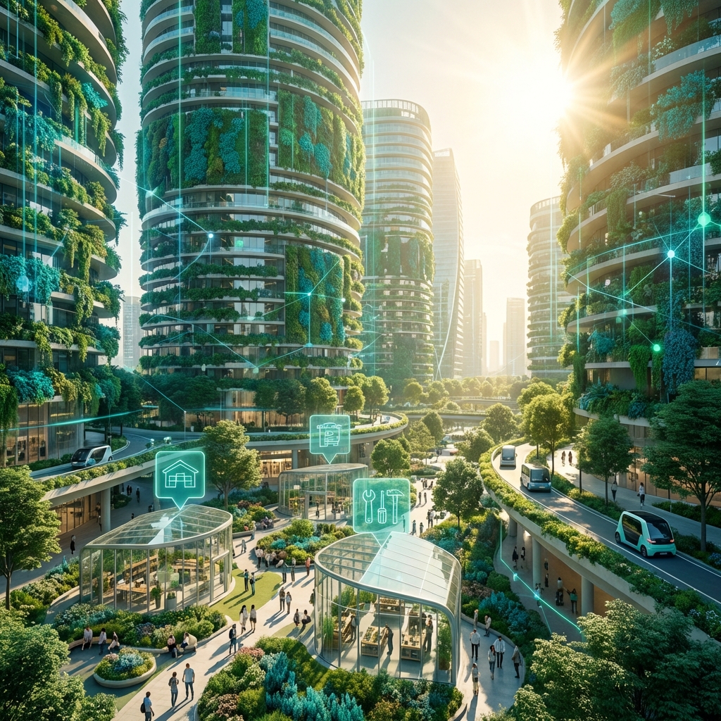 Ciudad sostenible futurista